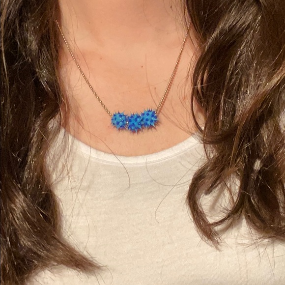 Vintage Y2K Spiky Blue Balls Raver Punk Emo Grunge Long Necklace Jewelry Novelty - Picture 5 of 5